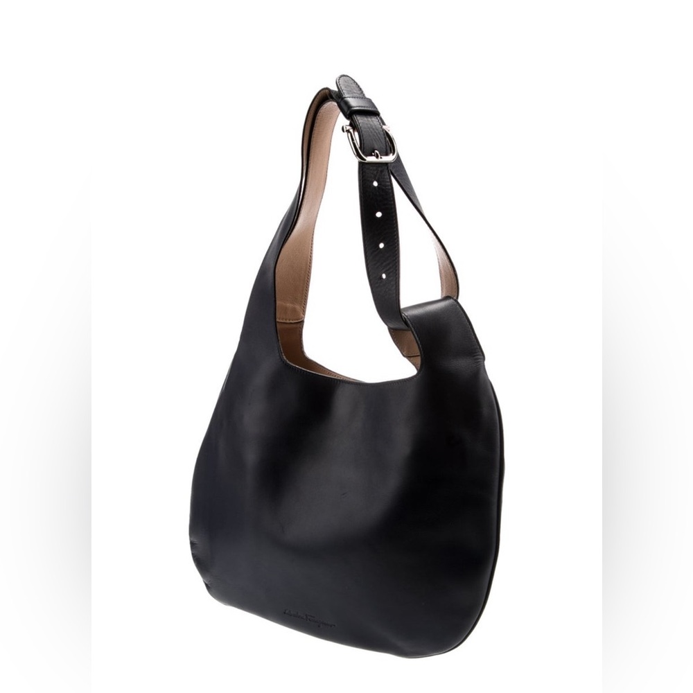 Navy Ferragamo Leather Shoulder Bag